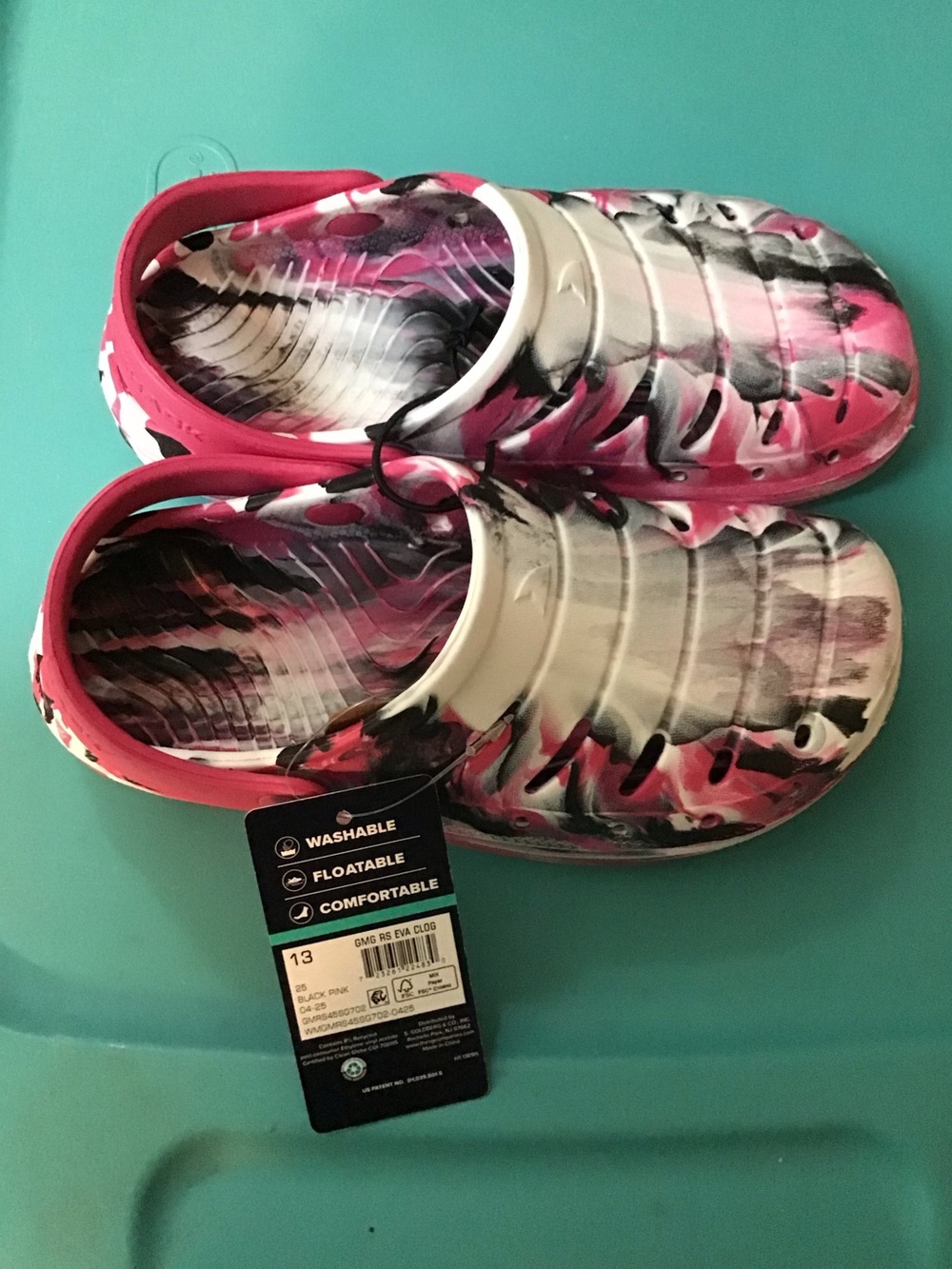 Kids Slip-On Clogs in Pink White and Black - Comfortable Water Shoes size 13